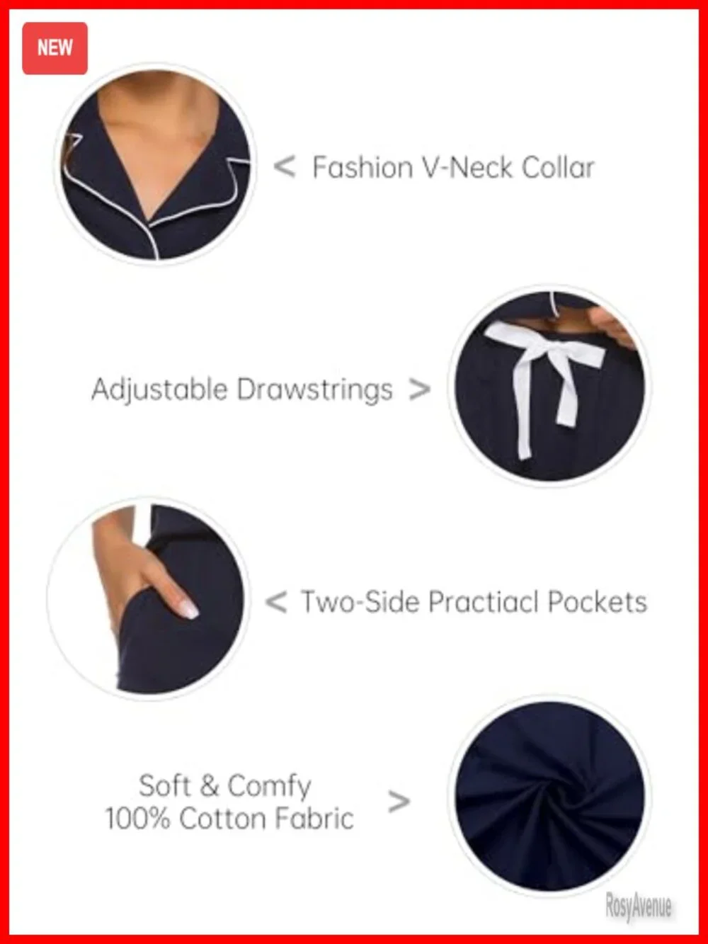 100% Cotton Pajama Set Short Sleeve Button Down Sleepwear 2 Piece Lounge Set